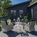 6-Piece Patio Rocking Swivel Chair Outdoor Wicker Rattan Bistro Set by MuphyersPatioFurniture