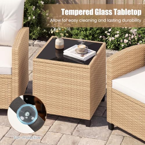 Tangkula 3 Pieces Patio Furniture Set, PE Rattan Wicker 3 Pcs Outdoor Sofa Set - Image 7