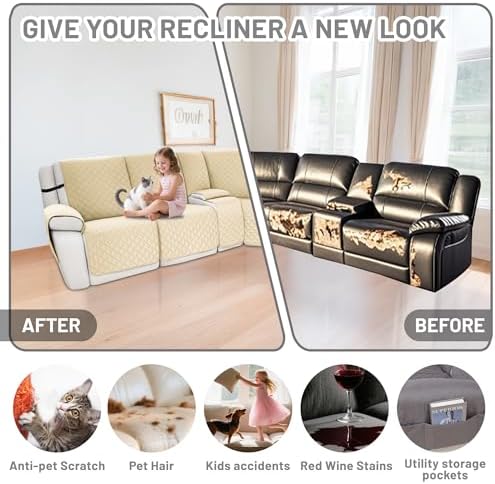 Waterproof Sectional Reclining Couch Covers L Shaped Recliner Sectional Sofa - Image 6