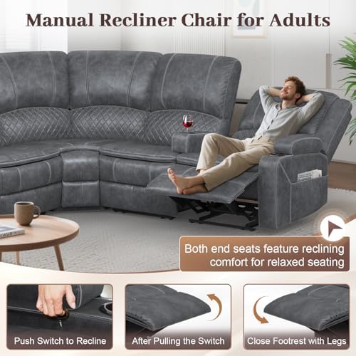 Upgraded 5 Seater Reclining Sofa Set, Living Room Couch - Image 5