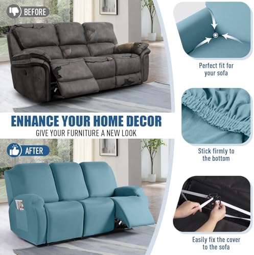 TAOCOCO Recliner Sofa Slipcover, 3 Pieces Polyester Fabric Stretch Sofa Covers - Image 5