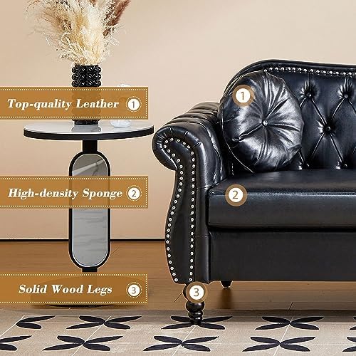AVZEAR 60" Loveseat Sofa, Chesterfield Sofa, Mid-Century Modern PU Upholstered - Image 5