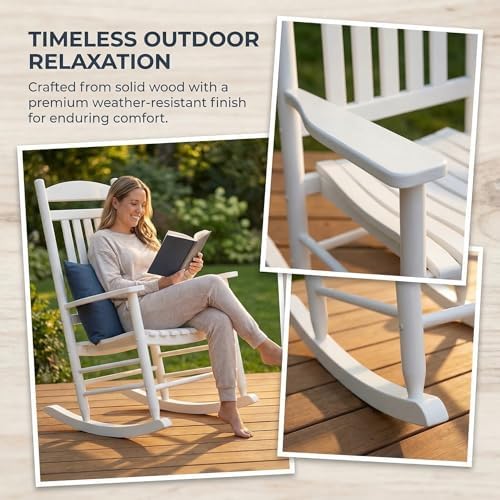 Wooden Outdoor Rocking Chair, Weatherproof Oversized Rocking Chair, Heavy Duty - Image 4