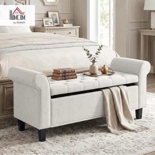 HOMCOM 47" Storage Ottoman End of Bed Bench - Image 2