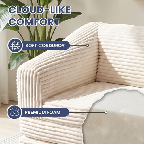 Beige Loveseat 51", 2-in-1 Convertible Tri-Folding Sofa Bed - Image 4