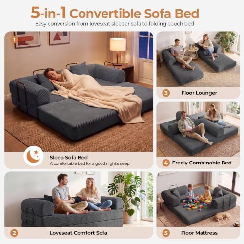 79" Convertible Futon Sofa Bed, Boneless Couch - Image 3