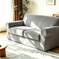 Luxury Velvet Sofa Covers for 2 Cushion Couch, Light Grey by HOMECOVER