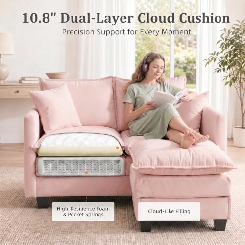 2-Seater Loveseat Sofa with Ottoman, Pet-Friendly Chenille, Washable Pillows - Image 3