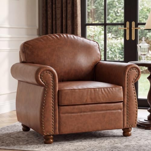 Vintage Oversized Faux Leather Chair by LANDASSYHOME