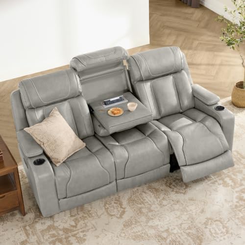 Watson & Whitely Power Reclining Sofa 3-Seat Middle Flip Back, Light Grey - Image 2