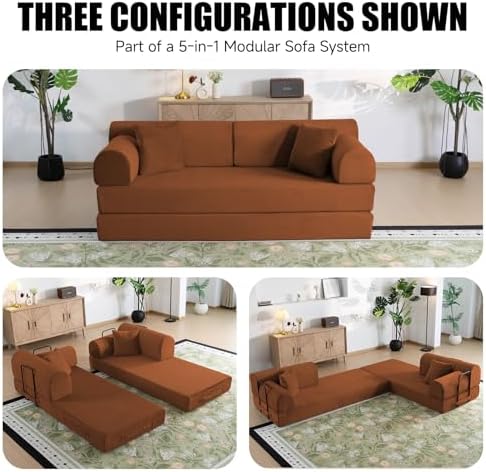79" Memory Foam Sofa Bed, High Backrest Convertible Futon Boneless Couch - Image 3