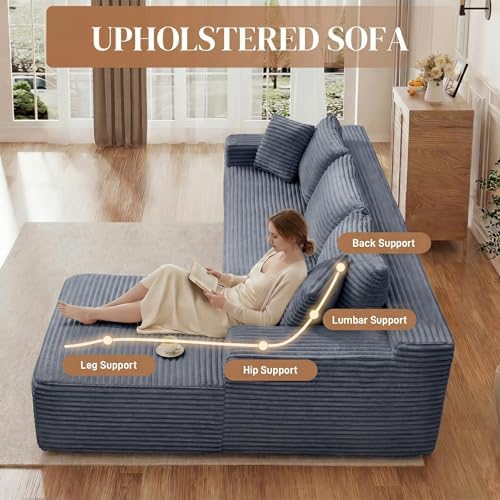 95" L Shaped Cloud Boneless Sectional Couches - Image 5