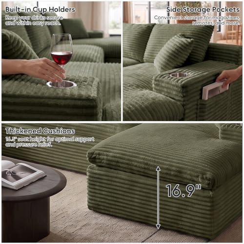 120" Modular Sectional Sofa, U-Shape Boneless Couch - Image 4