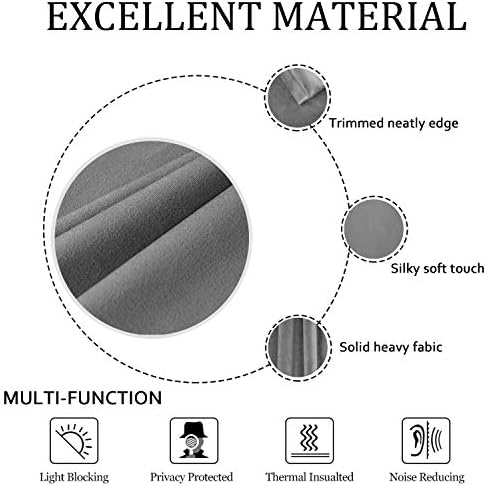 SMILETIME Grey Velvet Curtains 52"x72" Grommet 2 Panels - Image 5