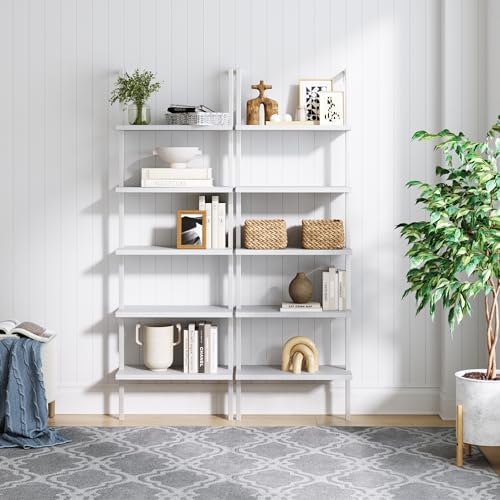 Nathan James Theo 5-Shelf Modern Bookcase, Open Wall Mount Ladder Bookshelf by Unknown