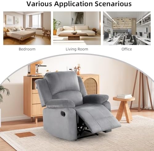 EBELLO Classic Manual Recliner Chair, Soft Microfiber Recliner Sofa - Image 6