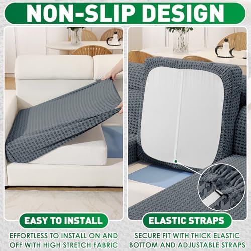 MAXIJIN Couch Cushion Covers for Sectional Sofa, Stretch Sofa Cushion Cover - Image 5