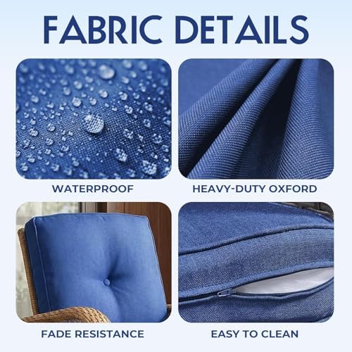 Outdoor Wicker Chair Replacement Cushions Set of 5, 22 x25 Inch Chairs Loveseat - Image 4