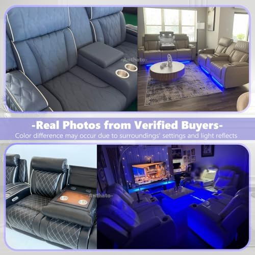Power Recliner Sofa Set, Sanded Leather Reclining Sofa Set, Recliner Couch - Image 3