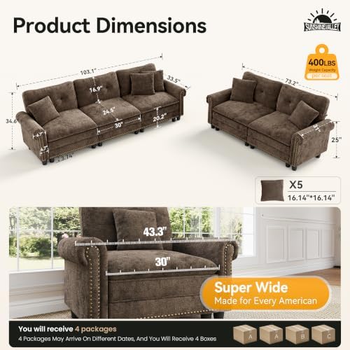 SUNSHINE VALLEY Modular Sectional Sofa Set Living Room 2-Piece Deep Seats - Image 2