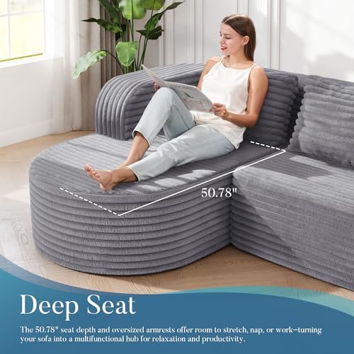 Hobestluk Boneless Couch Modular Sectional Sofa L-Shape Lounge Cloud Couch - Image 4