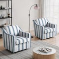 Swivel Accent Chair Set of 2, Stripe Armchair in Fabric by UIXE