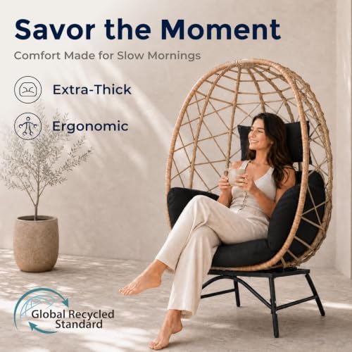 SWITTE Outdoor Wicker Egg Chair - Image 4