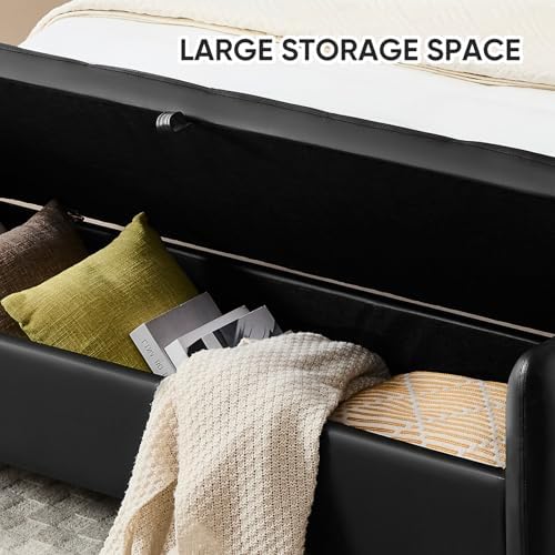 Storage Bench for Bedroom, 65 Inch End of Bed Storage Bench Black - Image 4