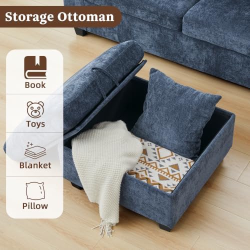 67.7'' Loveseat Sofa with Ottoman Sectional Sofa with Type-C & USB Charging - Image 5