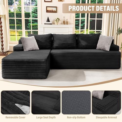 Hobestluk Boneless Couch Modular Sectional Sofa L-Shape Lounge Cloud Couch - Image 4
