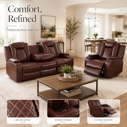 Power Reclining Leather Sofa Set – 2-Piece Home Theater Seating - Image 5