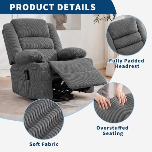 Garvee Rocking Recliner Chair for Adults Wide 360° Swivel Rocker Recliner - Image 6