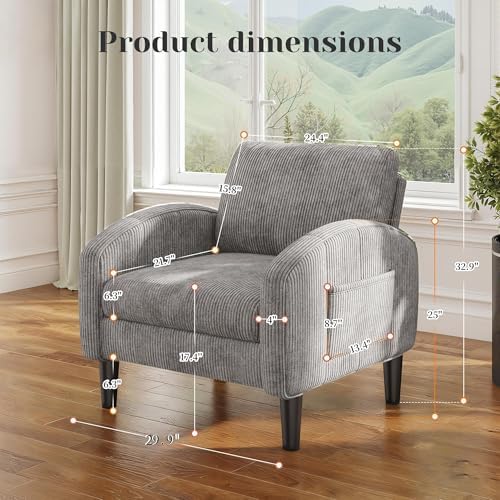 Homkdom Accent Chair with Side Pockets & Ergonomic Backrest - Image 2