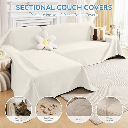 100% Waterproof Sectional Couch Covers, 2 Pieces L Shaped Sofa Cover - Image 3
