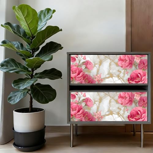 Pink Rose Marble Peel and Wallpaper, 39.37 x 23.62 in Removable Vinyl Contact - Image 3