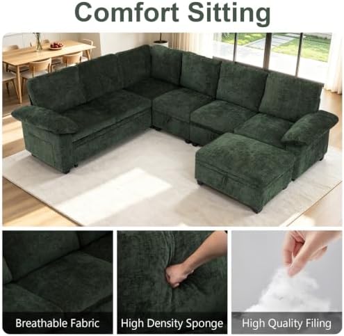 108''Modular Sectional Sleeper Sofa, L Shape Pull Out Sofa Bed - Image 6