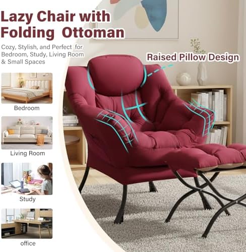Furlide Lazy Chair with Ottoman, Soft Comfy Chair - Image 5