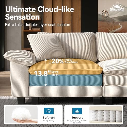 SUNSHINE VALLEY 157.5" 4-Seat Straight Modular Cloud Couch Sectional Sofa - Image 3