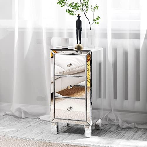 Bonnlo 3-Drawer Mirrored Nightstand Set of 2, End Table, Bedside Table - Image 2