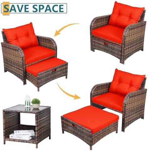 5 Pieces Wicker Patio Chairs Set - Image 3