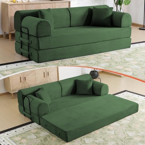 79" Memory Foam Sofa Bed, High Backrest Convertible Futon Boneless Couch by KSTNLUXQ