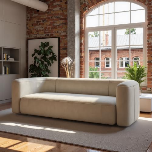 Acanva Mellow Modern Tight Curved Back Velvet Sofa, 3 Seater - Image 3