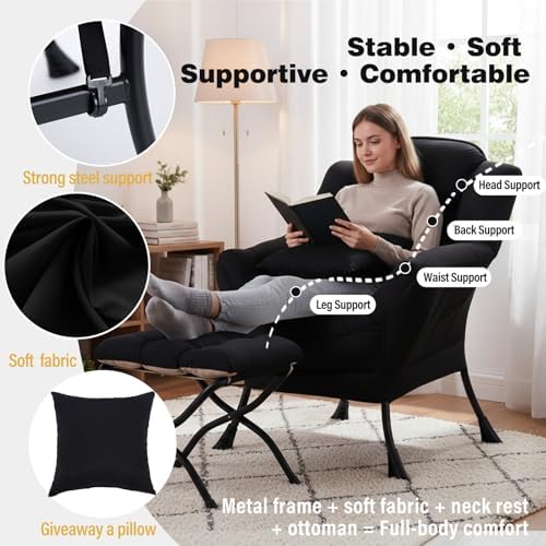 Lazy Chair with Ottoman, Comfy Reading Chair - Image 3