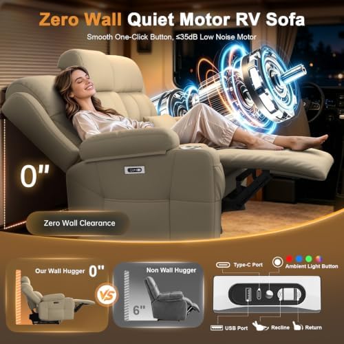 Home Theater Seating, Power Loveseat Recliner Sofa - Image 6