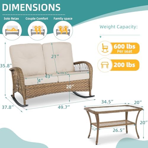 MEETWARM Outdoor Double Rocking Chair - Image 5