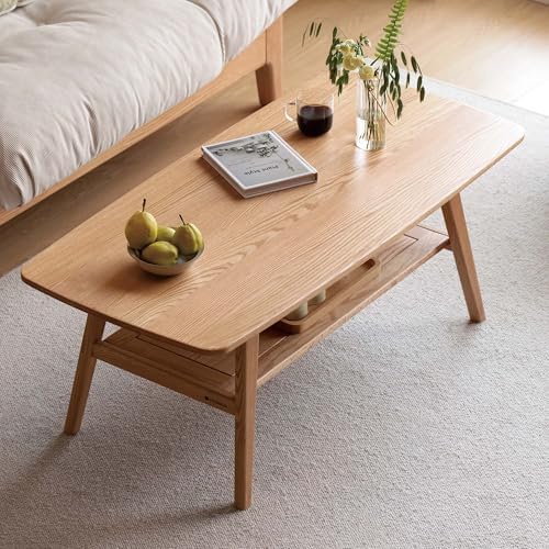 100% Solid Wood Coffee Table for Living Room, 47.24" Mid Century Modern Tables by Vadisun