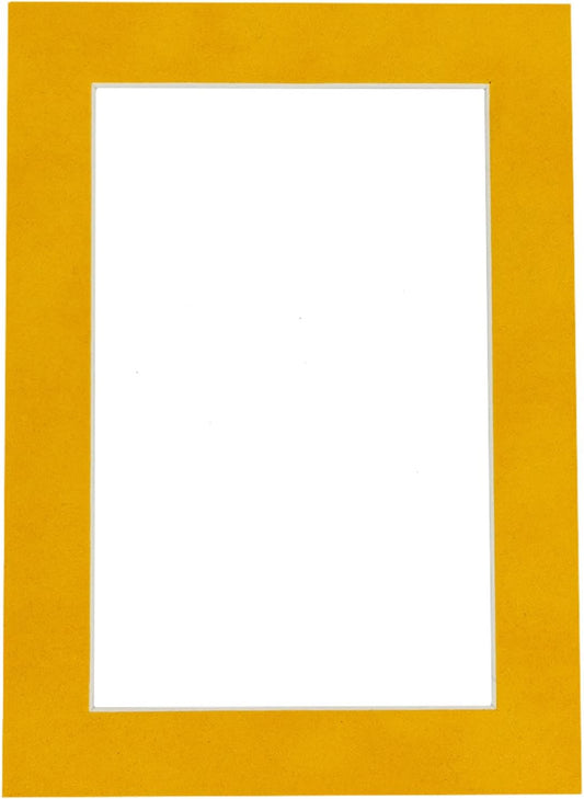 Poster Palooza 8.5x11 Mat Bevel Cut for 7x9 Photos - Acid Free Bright Yellow Precut Matboard - For Pictures, Photos, Framing - 4-ply Thickness