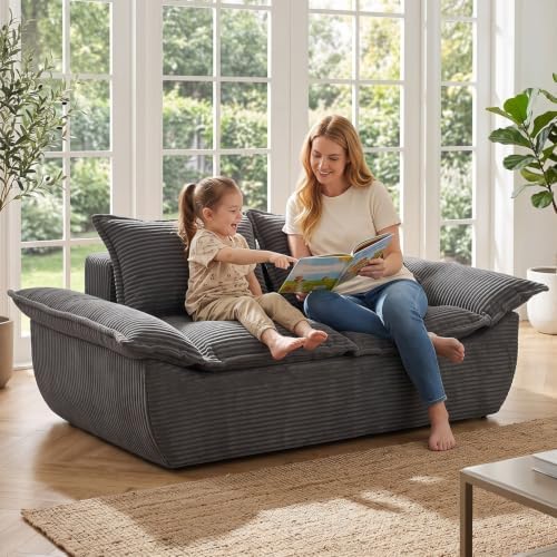 Boneless Loveseat 56", 2-Seater Gray Boneless Couch by AOLVDOW