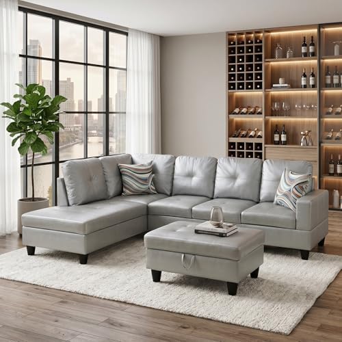 Faux Leather Sectional Couches for Living Room - Image 7