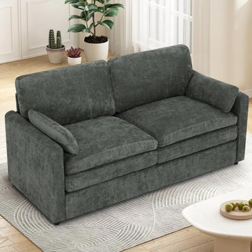 69” Chenille Love seat Sofa w/Arm Pillows - Image 4